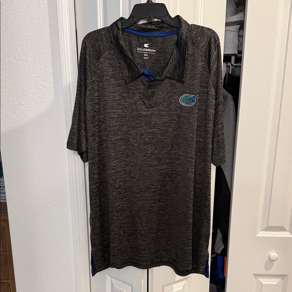 Colosseum Men's Charcoal Polo with Blue Accents Gators